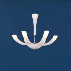 6 Kollu Cam Avize Opal Beyaz