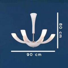 6 Kollu Cam Avize Opal Beyaz