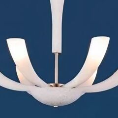 6 Kollu Cam Avize Opal Beyaz