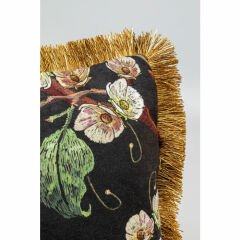 Püsküllü Kuş Desenli Polyester Kırlent 45x45 cm
