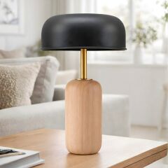 Evan Açık Kahve Gövde Siyah Başlık Dekoratif Abajur