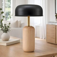 Evan Açık Kahve Gövde Siyah Başlık Dekoratif Abajur