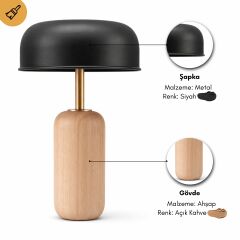 Evan Açık Kahve Gövde Siyah Başlık Dekoratif Abajur