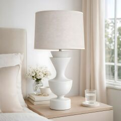 Penta Beyaz Gövde Gri Başlık Dekoratif Abajur