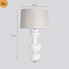 Penta Beyaz Gövde Gri Başlık Dekoratif Abajur