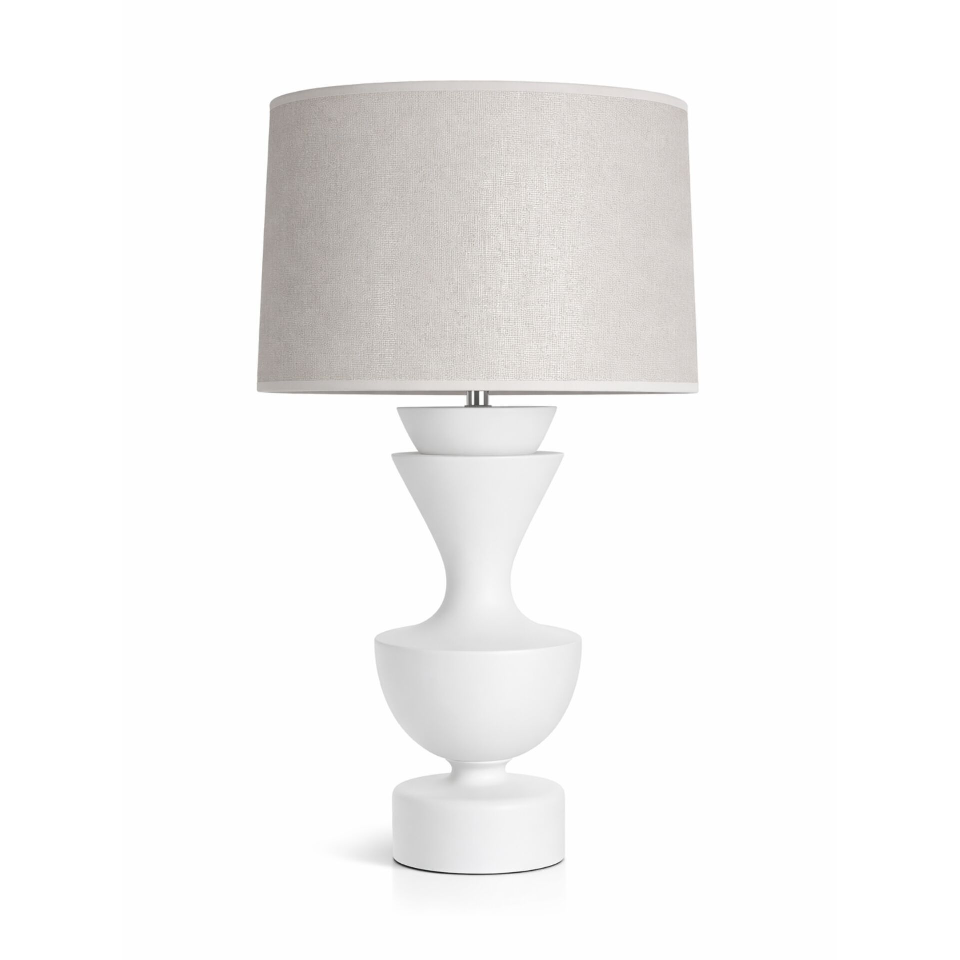 Penta Beyaz Gövde Gri Başlık Dekoratif Abajur