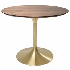 Table Invitation Set Walnut Brass Yemek Masası 90 cm