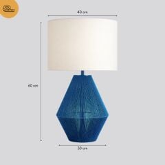 Lorie Mavi Gövde Krem Başlık Dekoratif Abajur