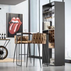 Vinoteca Masif Ahşap Mumlu Bar Dolabı