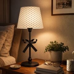 Bow Siyah Gövde Beyaz Başlık Dekoratif Abajur