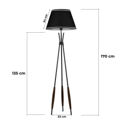 Verona Siyah Başlıklı Metal Lambader