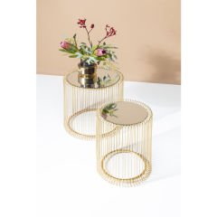 Wire Pirinç 2'li Yan Sehpa