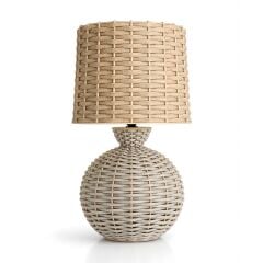 Alera Krem Gövde Bej Başlık Rattan Dekoratif Abajur