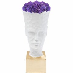 Jeffrey Beyaz Fiberglas Saksı