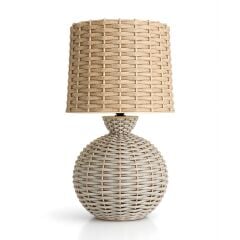 Alera Krem Gövde Bej Başlık Rattan Dekoratif Abajur