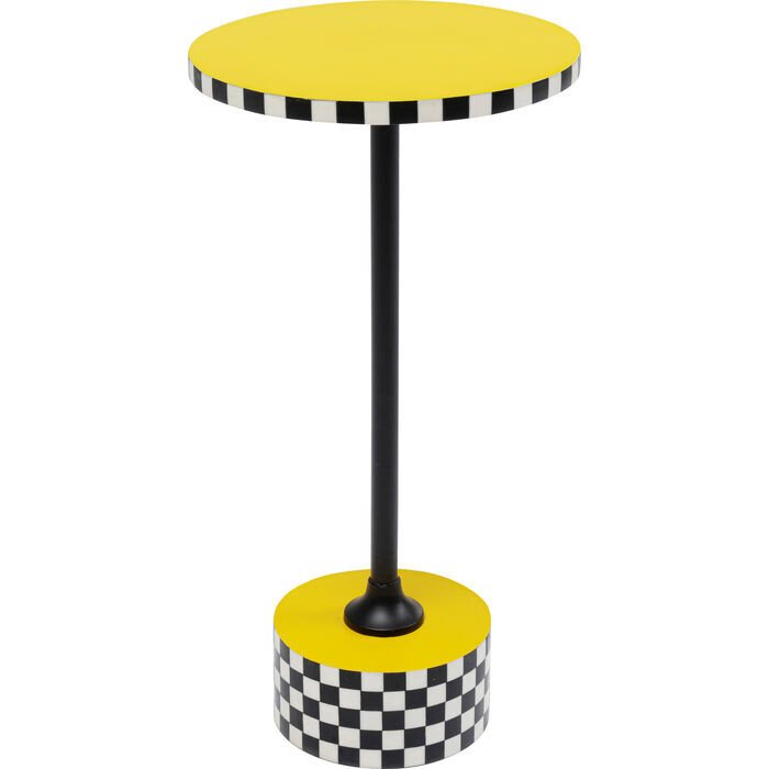 Side Table Domero Checkers Yellow Yan Sehpa