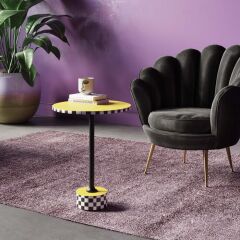 Side Table Domero Checkers Yellow Yan Sehpa