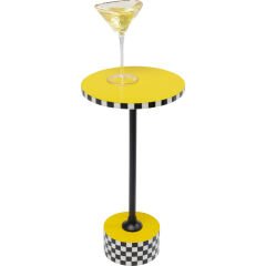 Side Table Domero Checkers Yellow Yan Sehpa