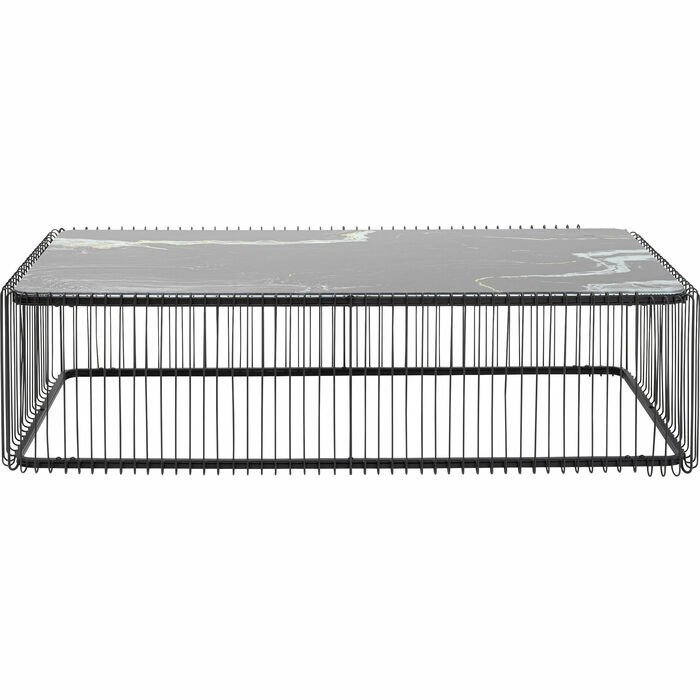 Coffee Table Wire Glass Marble Black Sehpa