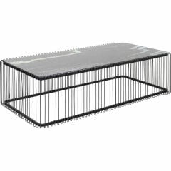 Coffee Table Wire Glass Marble Black Sehpa