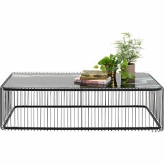 Coffee Table Wire Glass Marble Black Sehpa