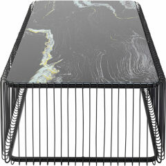 Coffee Table Wire Glass Marble Black Sehpa
