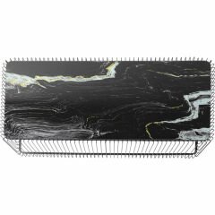 Coffee Table Wire Glass Marble Black Sehpa