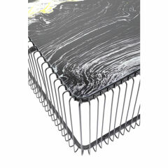Coffee Table Wire Glass Marble Black Sehpa