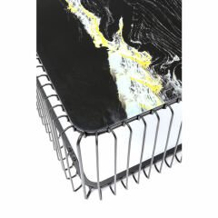 Coffee Table Wire Glass Marble Black Sehpa