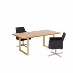 Jackie Oak Brass Masif Yemek Masası 160x80 cm