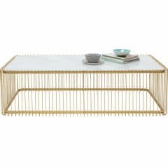 Coffee Table Wire Glass Marble White Orta Sehpa