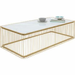 Coffee Table Wire Glass Marble White Orta Sehpa