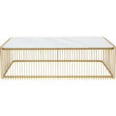 Coffee Table Wire Glass Marble White Orta Sehpa