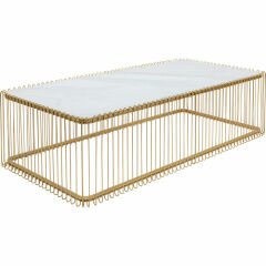 Coffee Table Wire Glass Marble White Orta Sehpa