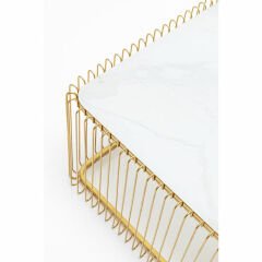 Coffee Table Wire Glass Marble White Orta Sehpa