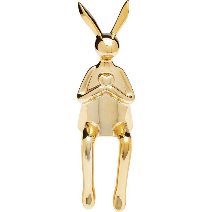 Deco Figurine Sitting Rabbit Heart Gold 29cm