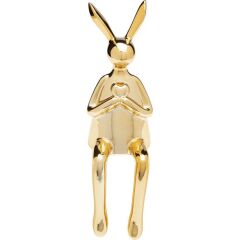 Deco Figurine Sitting Rabbit Heart Gold 29cm
