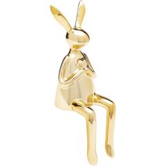 Deco Figurine Sitting Rabbit Heart Gold 29cm