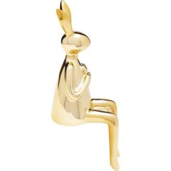 Deco Figurine Sitting Rabbit Heart Gold 29cm