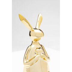 Deco Figurine Sitting Rabbit Heart Gold 29cm