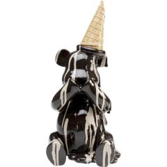 Deco Figurine Sitting Gelato Bear Black 37cm