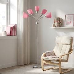 Colarato Pembe Oynar Başlık Gri Gövde Dekoratif Lambader