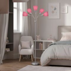 Colarato Pembe Oynar Başlık Gri Gövde Dekoratif Lambader