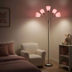 Colarato Pembe Oynar Başlık Gri Gövde Dekoratif Lambader