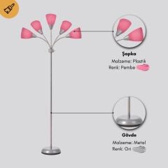 Colarato Pembe Oynar Başlık Gri Gövde Dekoratif Lambader