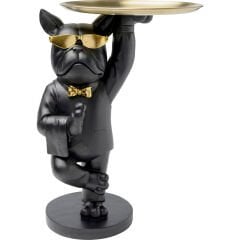 Side Table Cool Bulldog Tray Black Yan Sehpa
