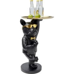Side Table Cool Bulldog Tray Black Yan Sehpa