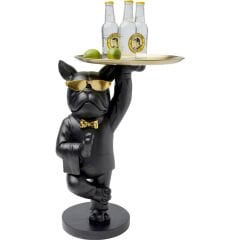 Side Table Cool Bulldog Tray Black Yan Sehpa