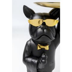 Side Table Cool Bulldog Tray Black Yan Sehpa