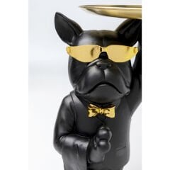 Side Table Cool Bulldog Tray Black Yan Sehpa